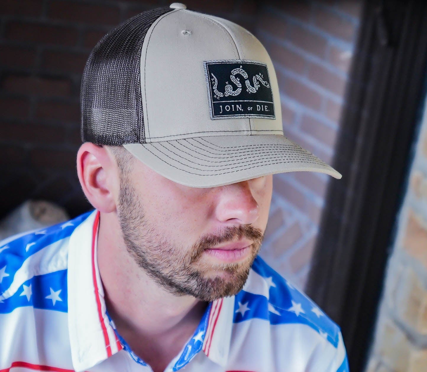 Join Or Die Flag Black Patch Hat