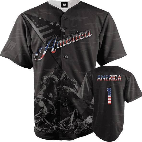 1776 America #1 Black Camo Baseball Jersey