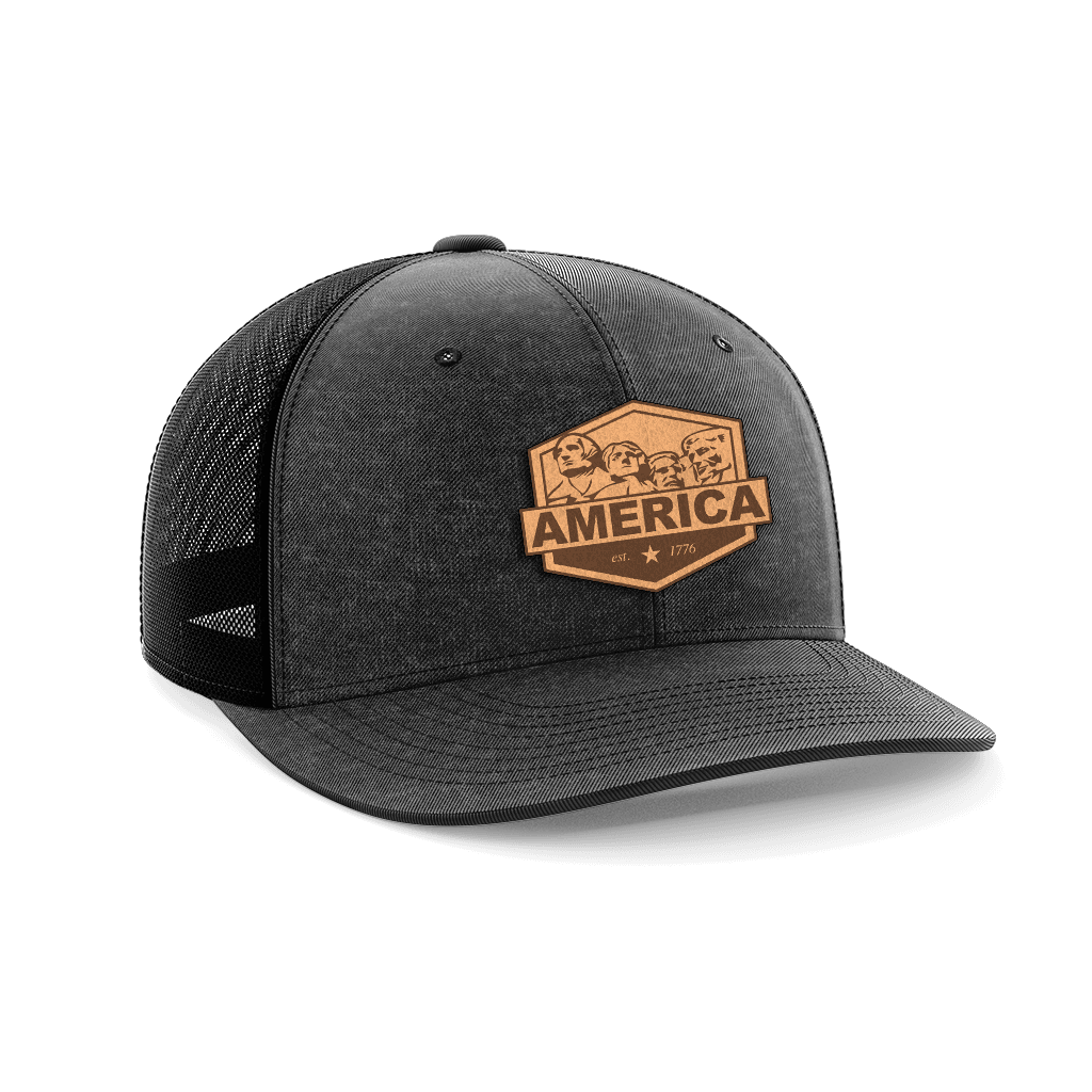 America Mount Rushmore Leather Patch Hat
