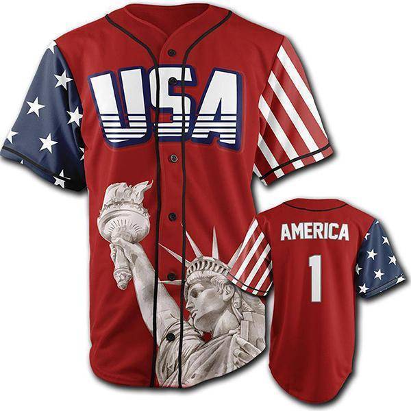 1776 Red America #1 Baseball Jersey – America Made 1776