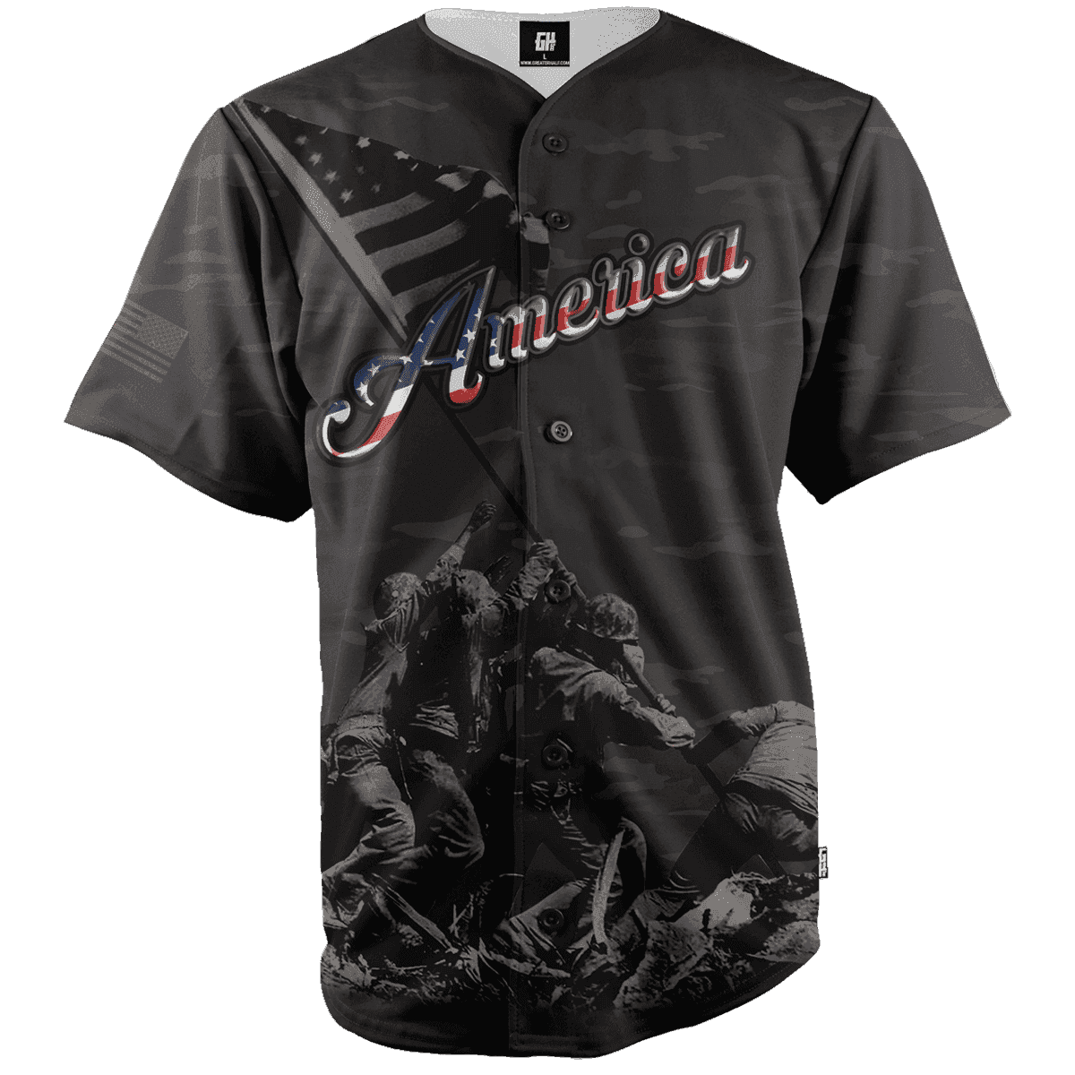 1776 America #1 Black Camo Baseball Jersey