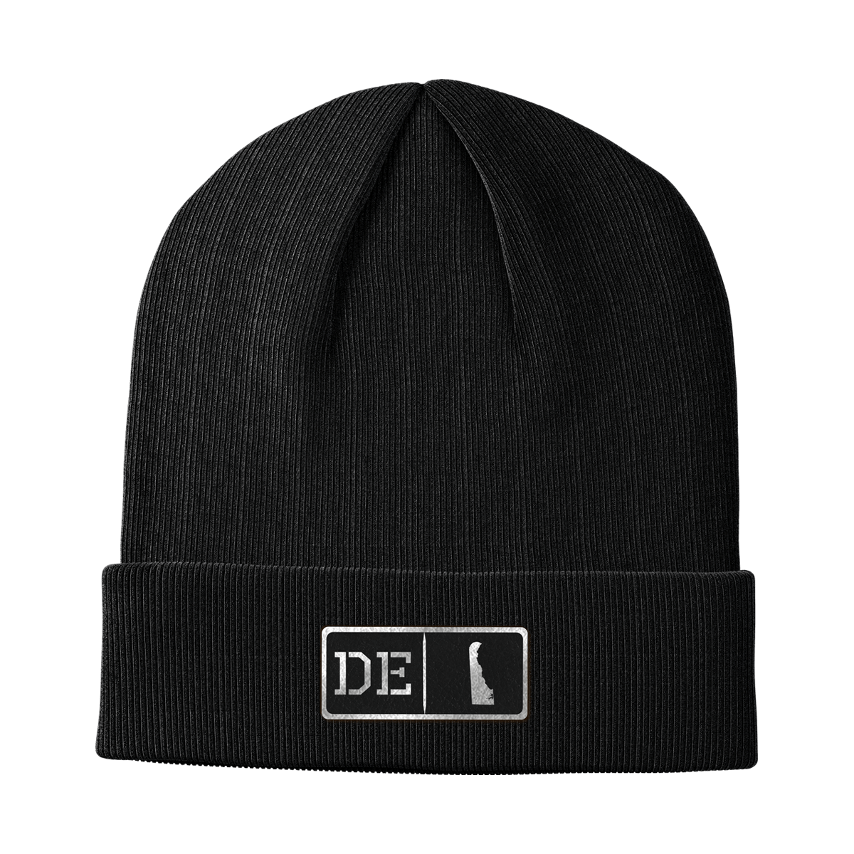 Delaware Black Leather Patch Homegrown Beanie