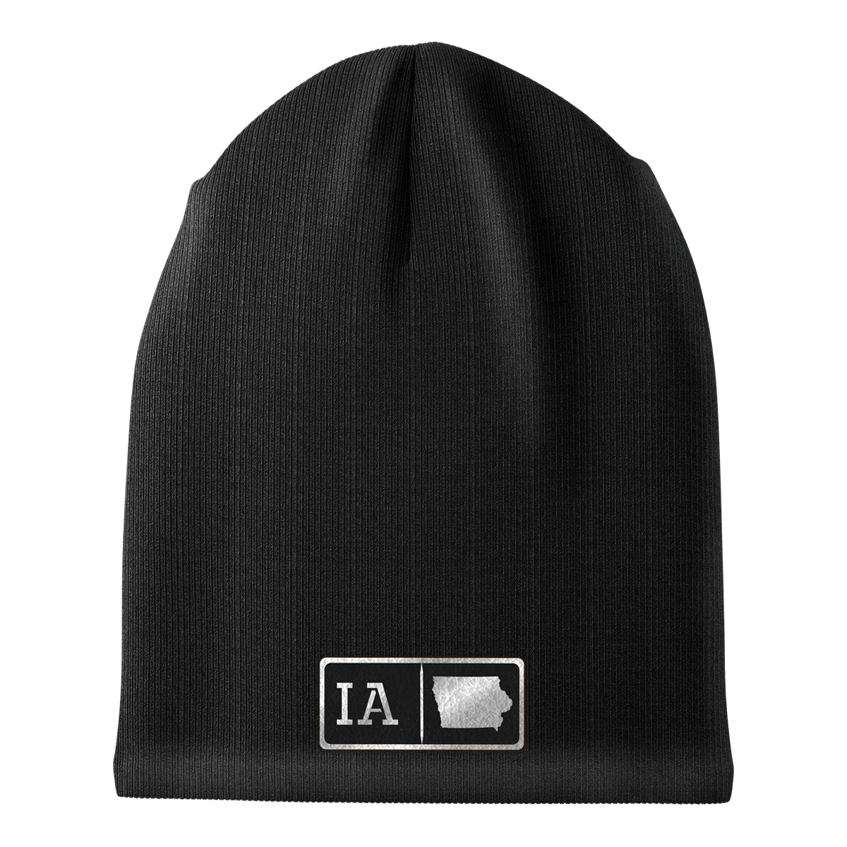 Iowa Black Leather Patch Homegrown Beanie