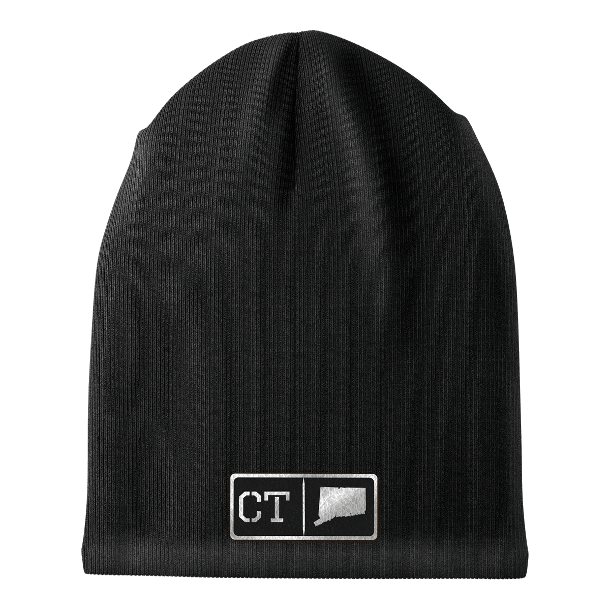 Connecticut Black Leather Patch Homegrown Beanie