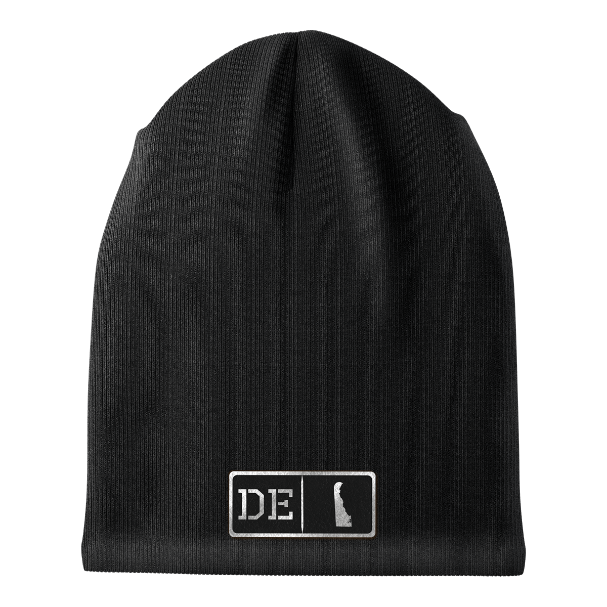 Delaware Black Leather Patch Homegrown Beanie