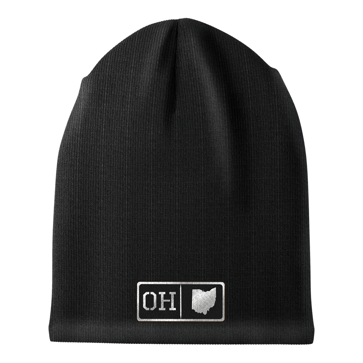 Ohio Black Leather Patch Homegrown Beanie