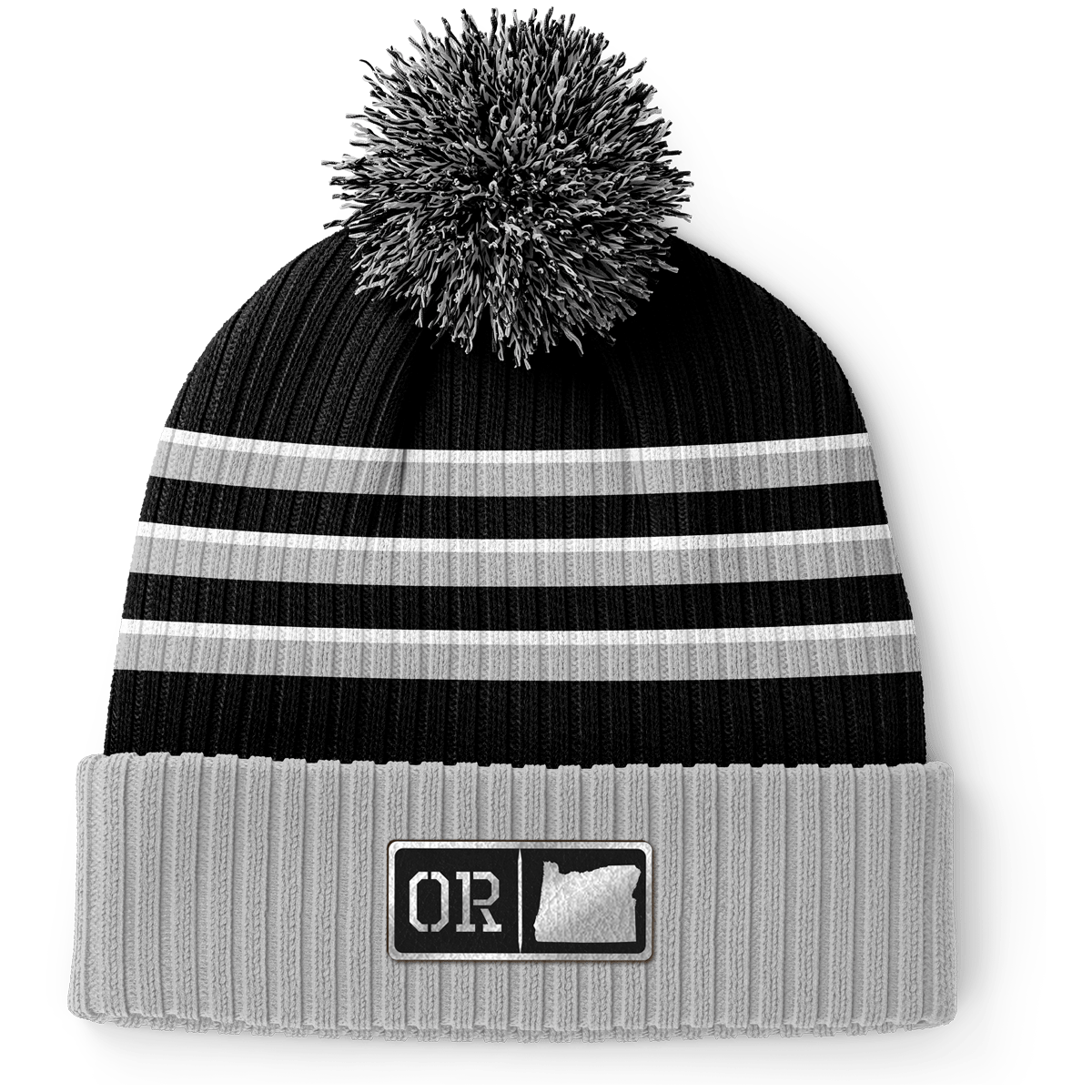 Oregon Black Leather Patch Homegrown Beanie