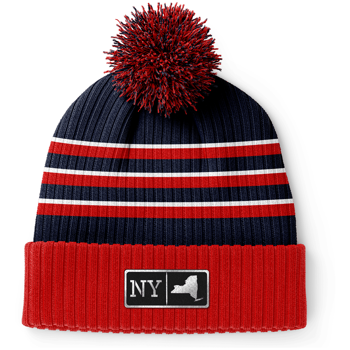 New York Black Leather Patch Homegrown Beanie