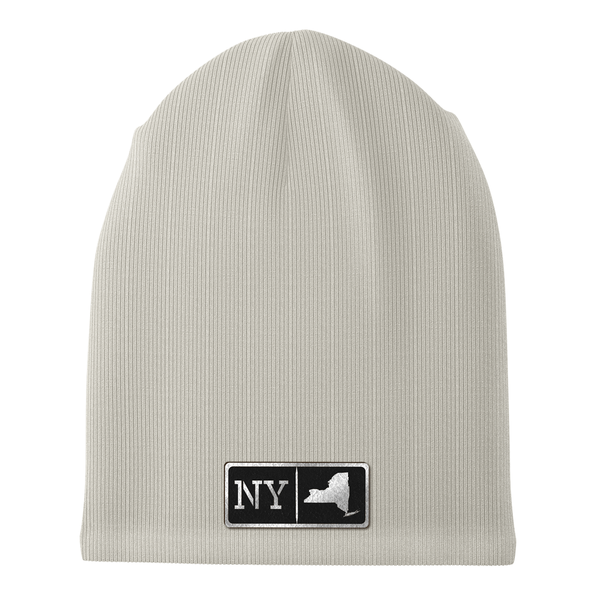 New York Black Leather Patch Homegrown Beanie