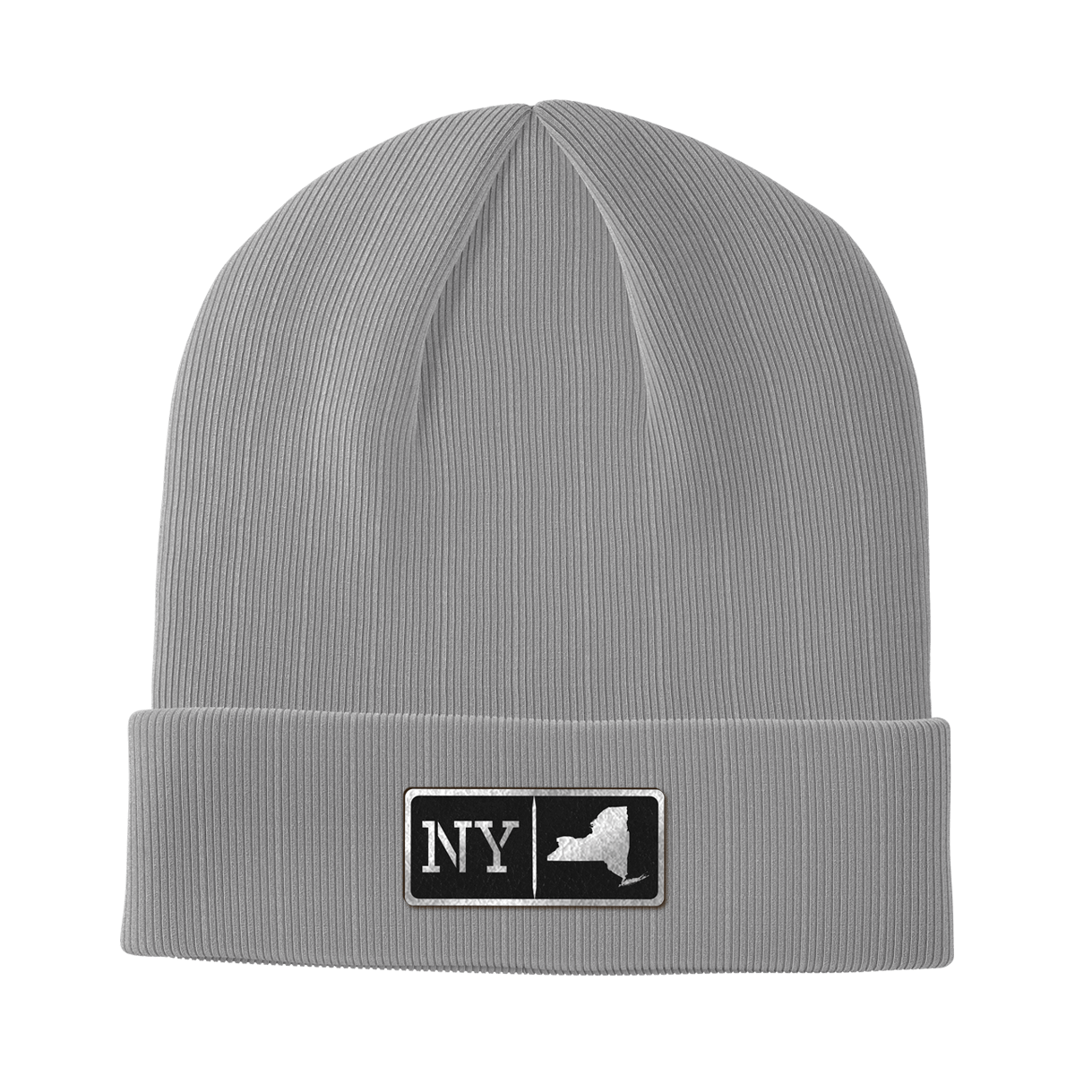 New York Black Leather Patch Homegrown Beanie
