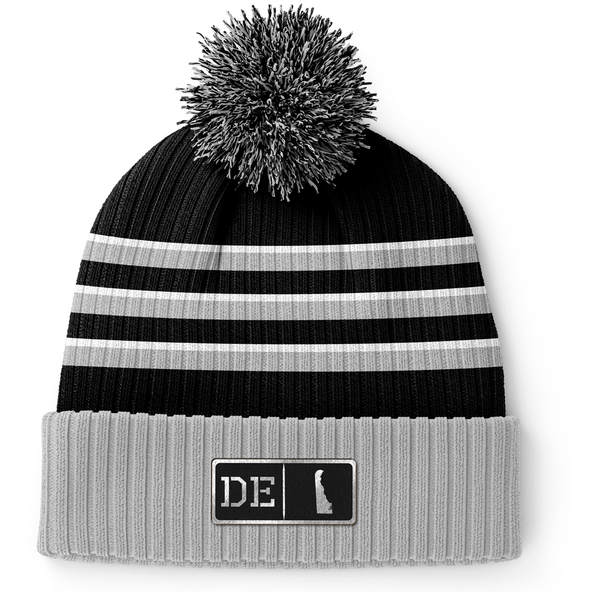 Delaware Black Leather Patch Homegrown Beanie