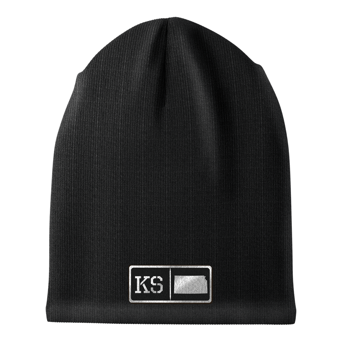 Kansas Black Leather Patch Homegrown Beanie