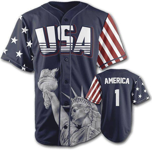 USA Blue America #1 Baseball Jersey