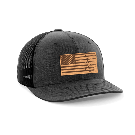 Rifle Flag Leather Patch Hat