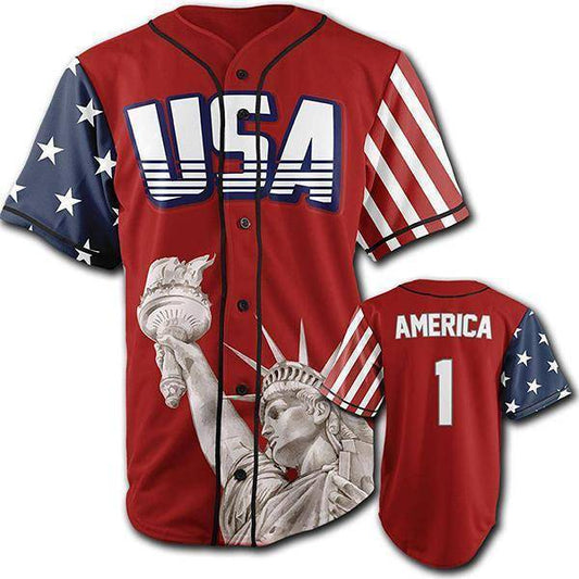 1776  Red America #1 Baseball Jersey