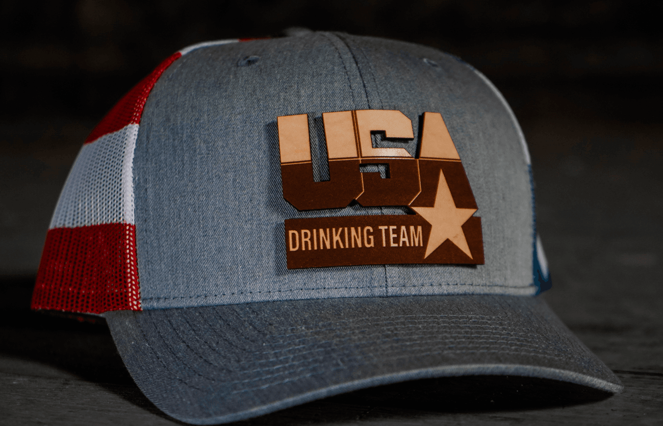 USA Drinking Team Leather Patch Hat