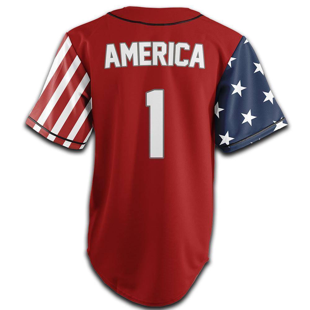 1776 Red America #1 Baseball Jersey – America Made 1776