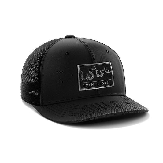 Join Or Die Flag Black Patch Hat