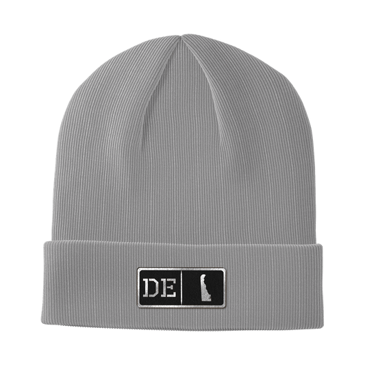 Delaware Black Leather Patch Homegrown Beanie