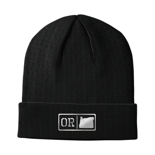 Oregon Black Leather Patch Homegrown Beanie