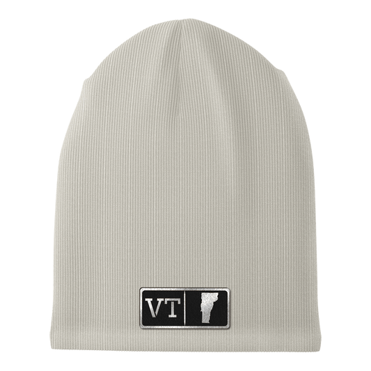 Vermont Black Leather Patch Homegrown Beanie