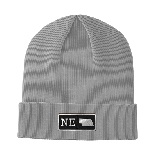 Nebraska Black Leather Patch Homegrown Beanie