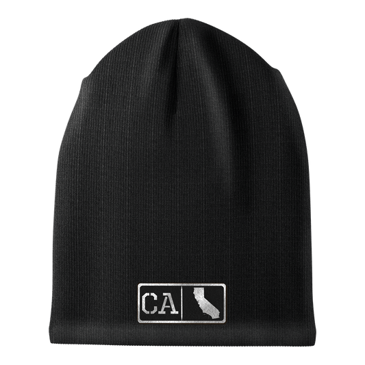 California Black Leather Patch Homegrown Beanie