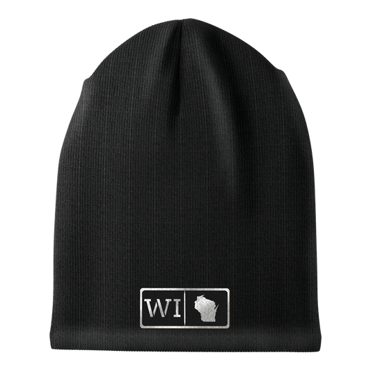 Wisconsin Black Leather Patch Homegrown Beanie