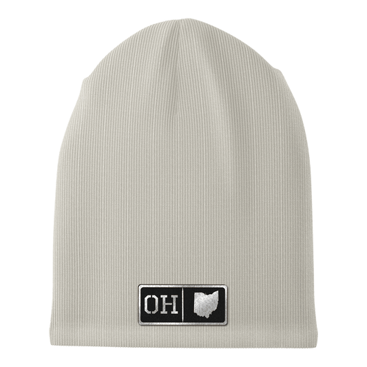 Ohio Black Leather Patch Homegrown Beanie