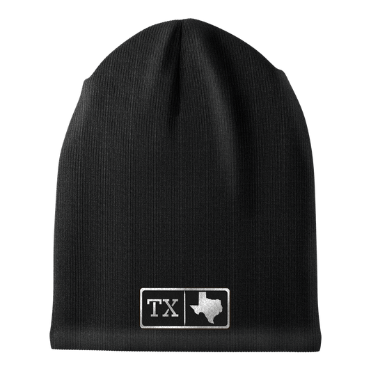 Texas Black Leather Patch Homegrown Beanie