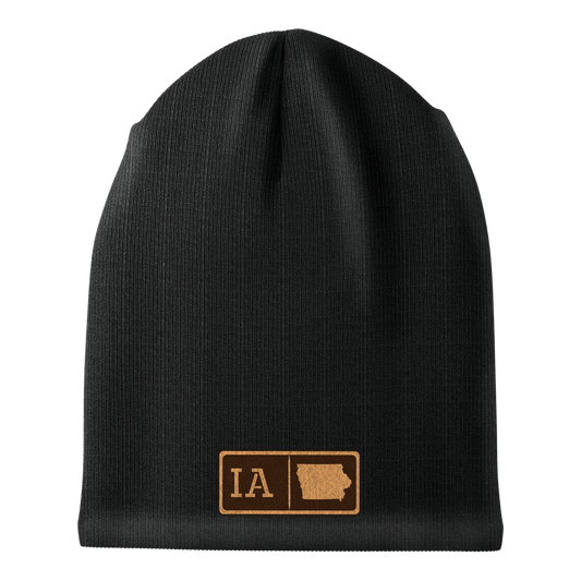 Iowa Leather Patch Homegrown Beanie