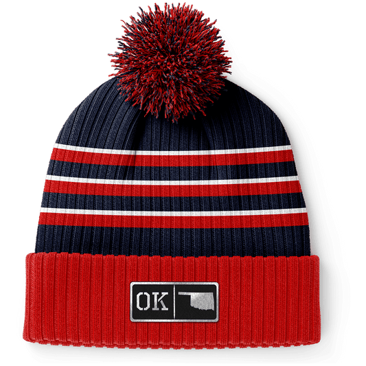 Oklahoma Black Leather Patch Homegrown Beanie