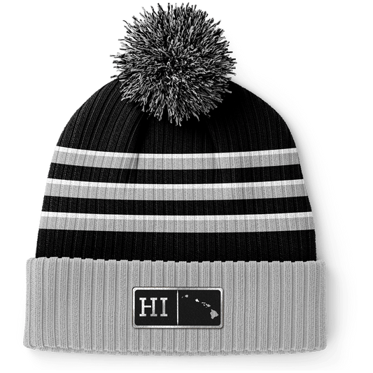 Hawaii Black Leather Patch Homegrown Beanie