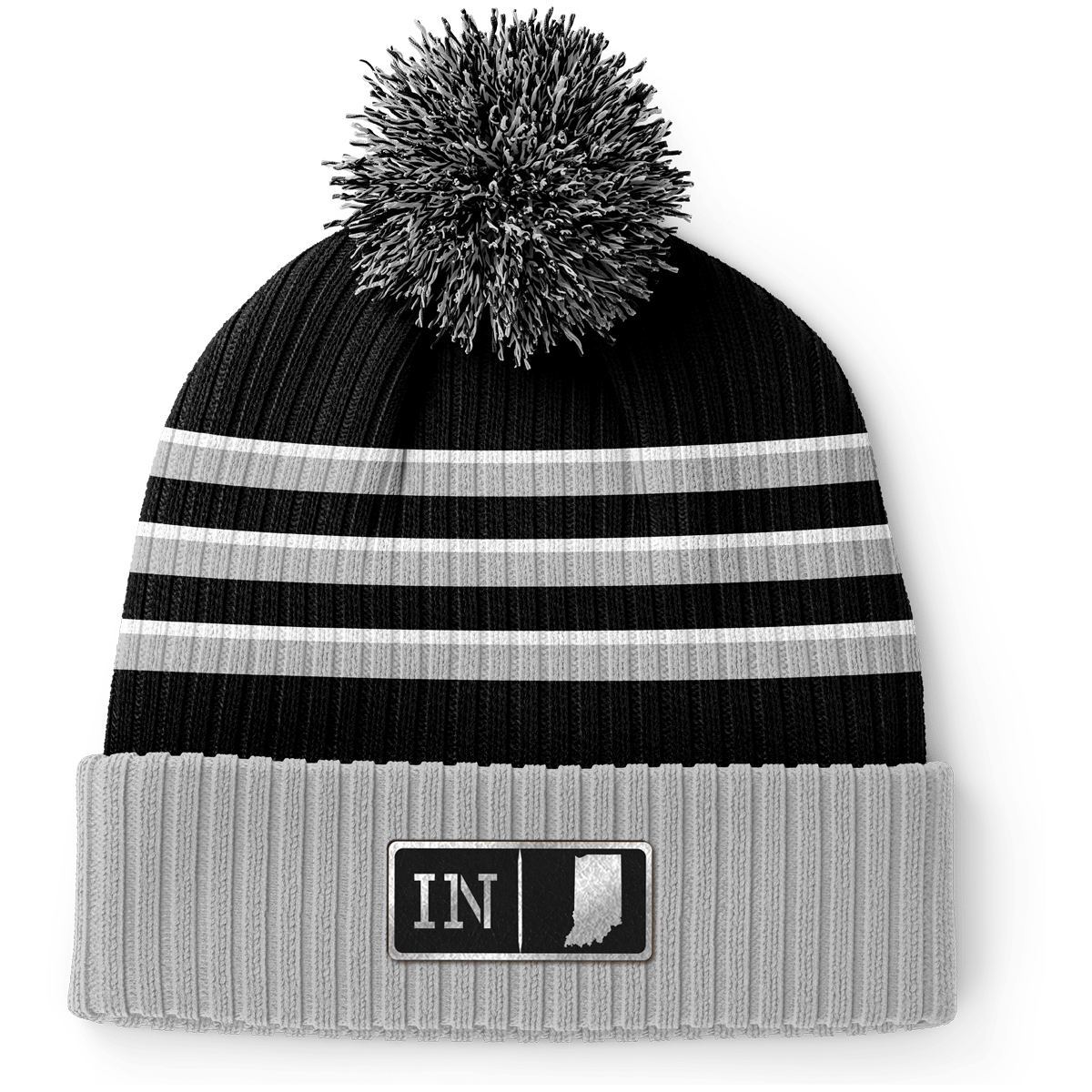 Indiana Black Leather Patch Homegrown Beanie
