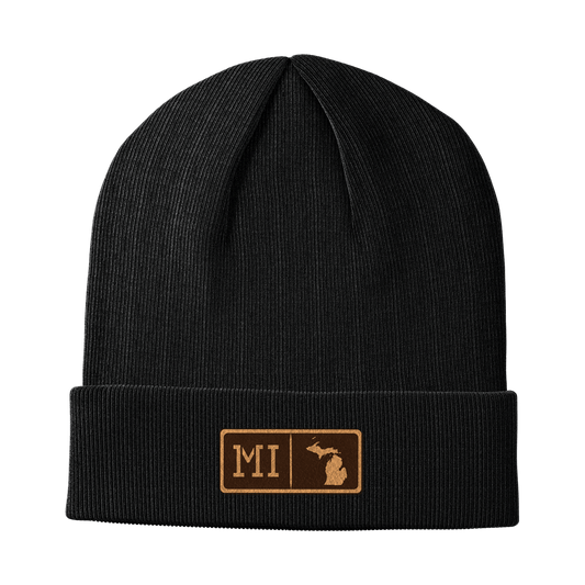 Michigan Leather Patch Homegrown Beanie