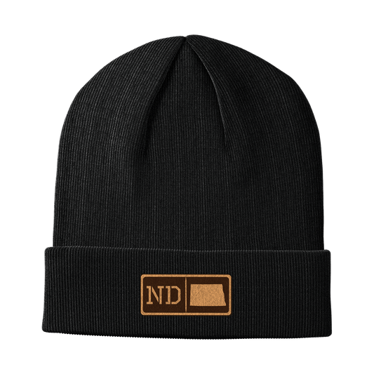 North Dakota Leather Patch Homegrown Beanie